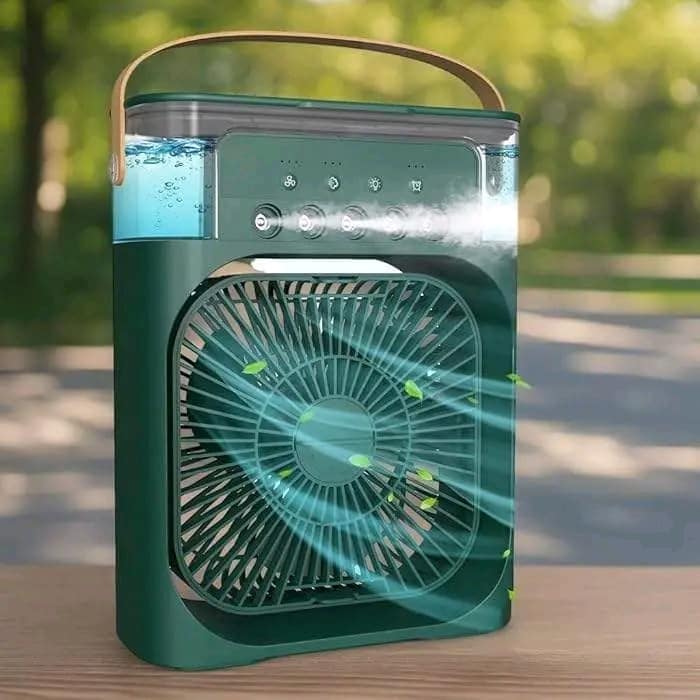 Rechargeable Air Cooler Fan 3 in 1 Mini Portable Fan Humidifier with 7 Colors LED Light Air Conditioner Cooler Water Cooling